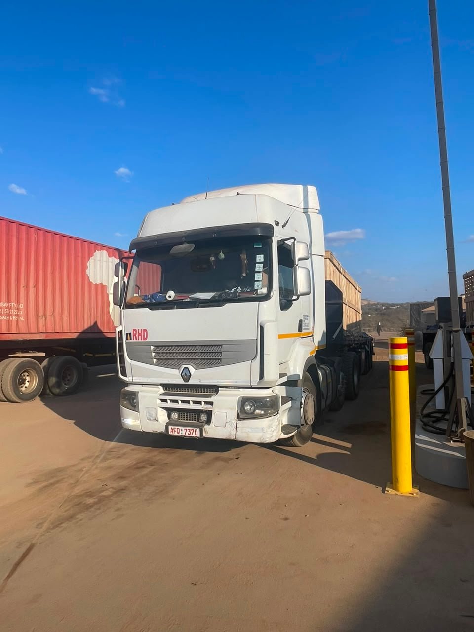 Heavy-duty truck loaded for long-haul transport