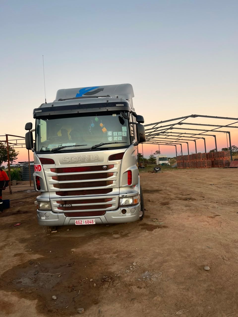 Construction materials loaded for transport