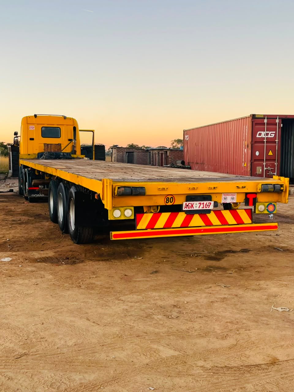 Container freight prepared for international cargo transport